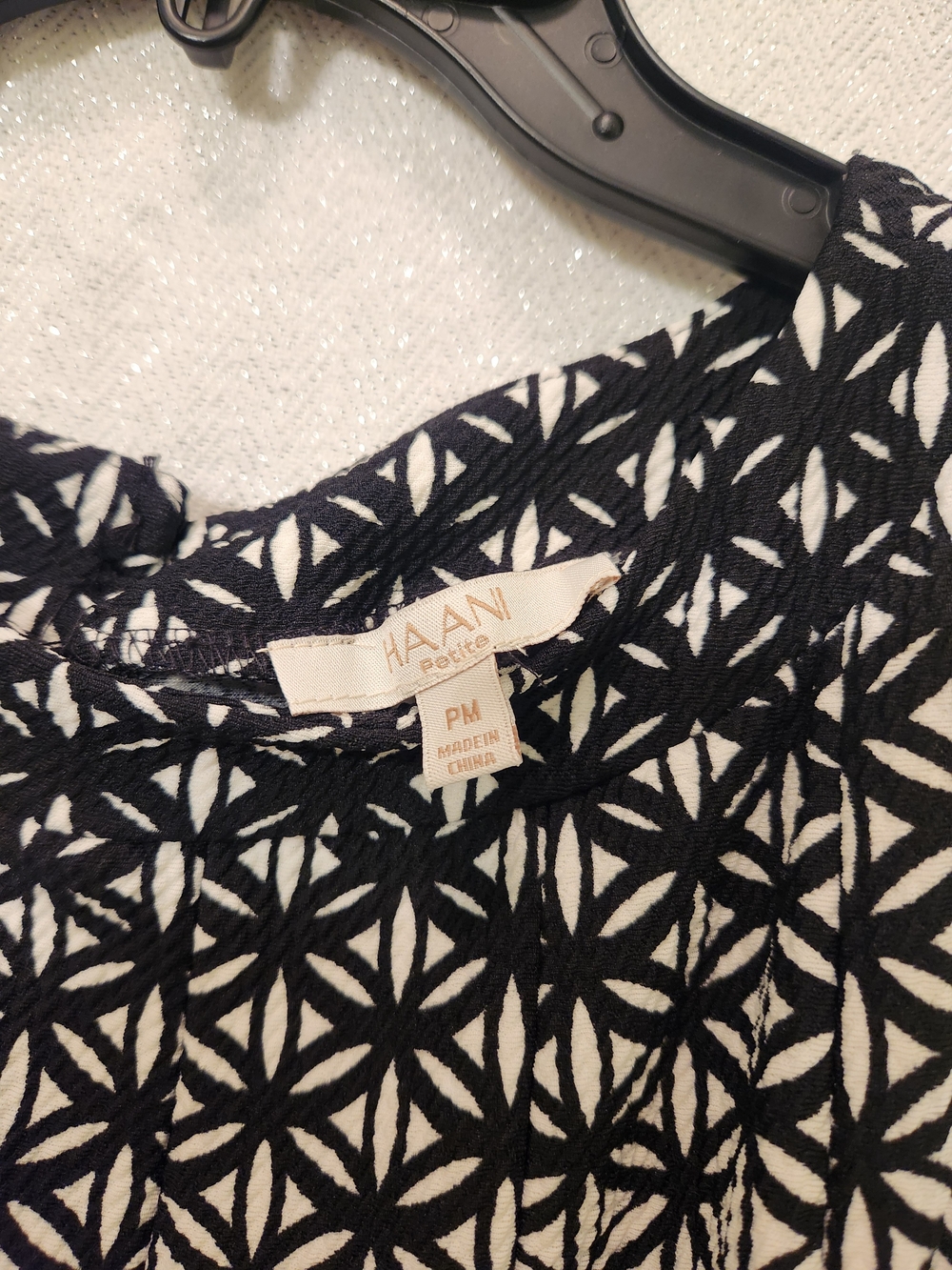 Haani Black & White Patterned Fit-and-Flare Dress with Belt - Picture 3 of 3
